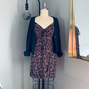 Floral peasant shift mini dress